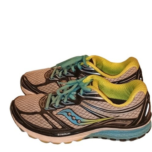 Saucony Guide 9 Womens Running Shoes Sneakers Gray Teal Everun Flexfilm - Picture 2 of 14